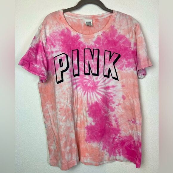 PINK VS oversized cotton tie dyed graphic T w/ side vents vacay vibes💕 - Picture 1 of 6